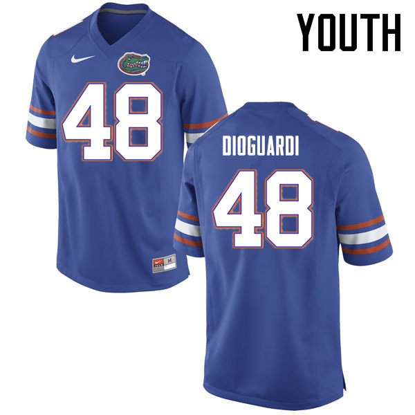 NCAA Florida Gators Brett DioGuardi Youth #48 Nike Blue Stitched Authentic College Football Jersey HUE7564JS